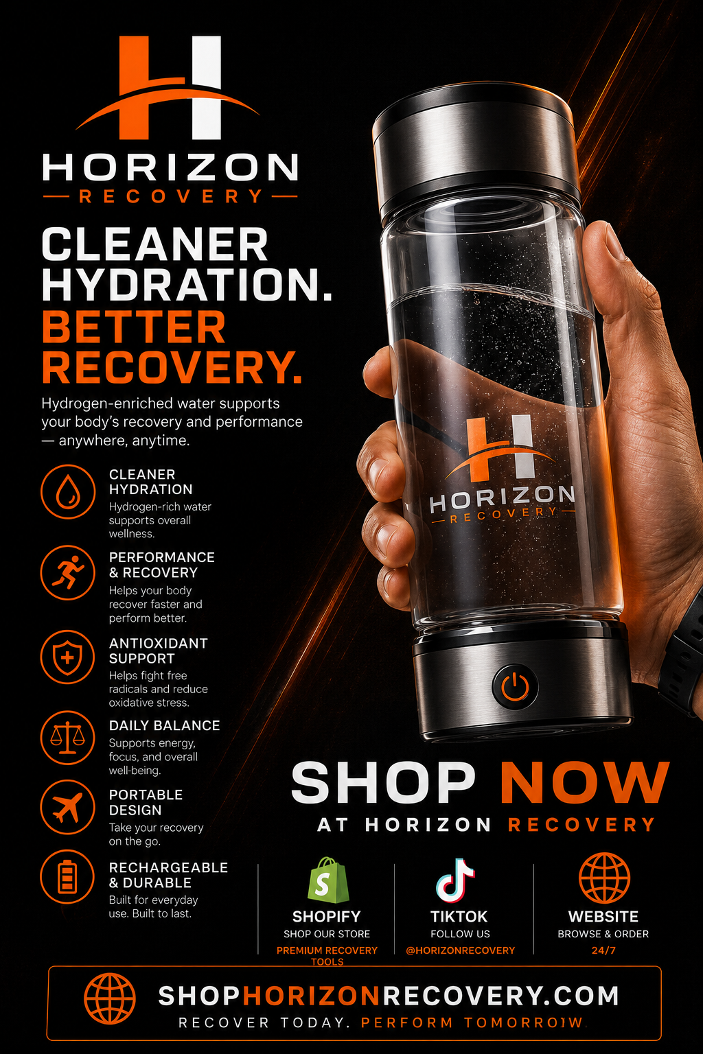 Horizon Recovery Hydrogen Water Bottle