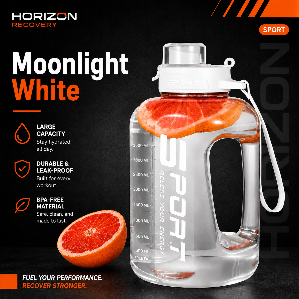 Moonlight White Performance Hydration Bottle